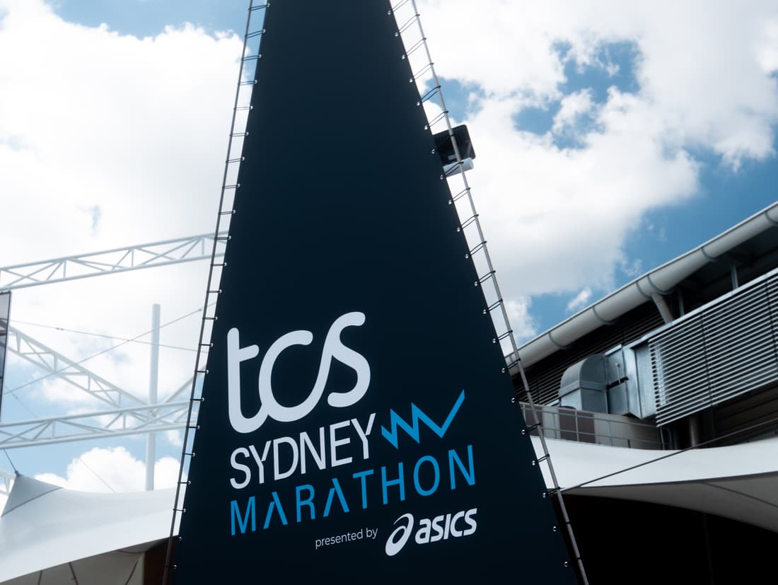 TCS Sydney Marathon presented by ASICS signage at the venue